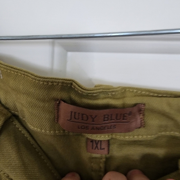 Judy Blue Denim Dyed Shorts Matcha Midrise Women Size 1xl - Picture 7 of 9